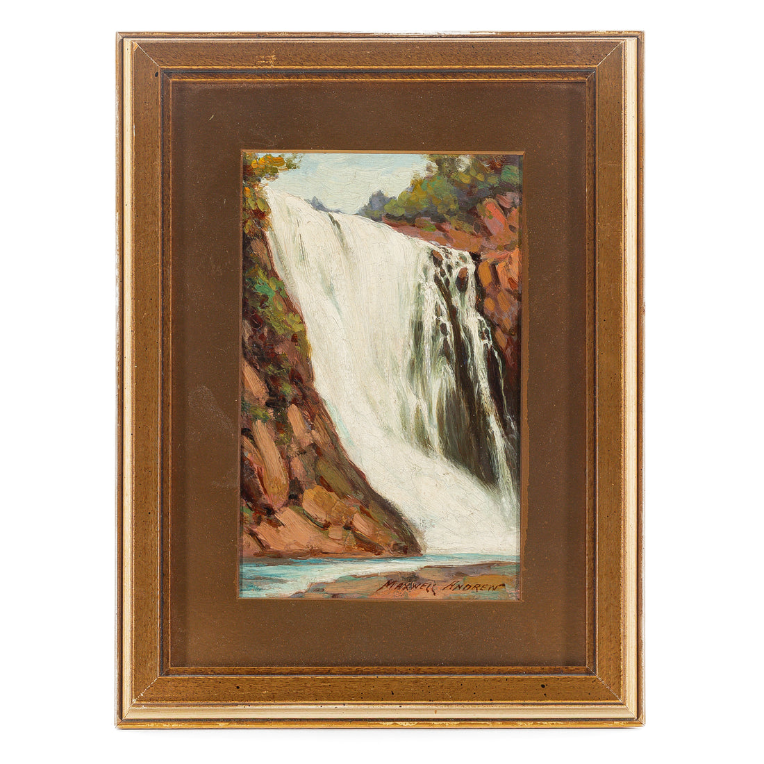 Maxwell Andrew (Canadian 20th C) Waterfall Oil on Board