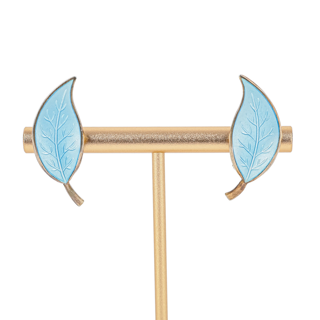 DAVID ANDERSEN Sterling Silver Guilloche Enamel Leaf Clips And Brooch