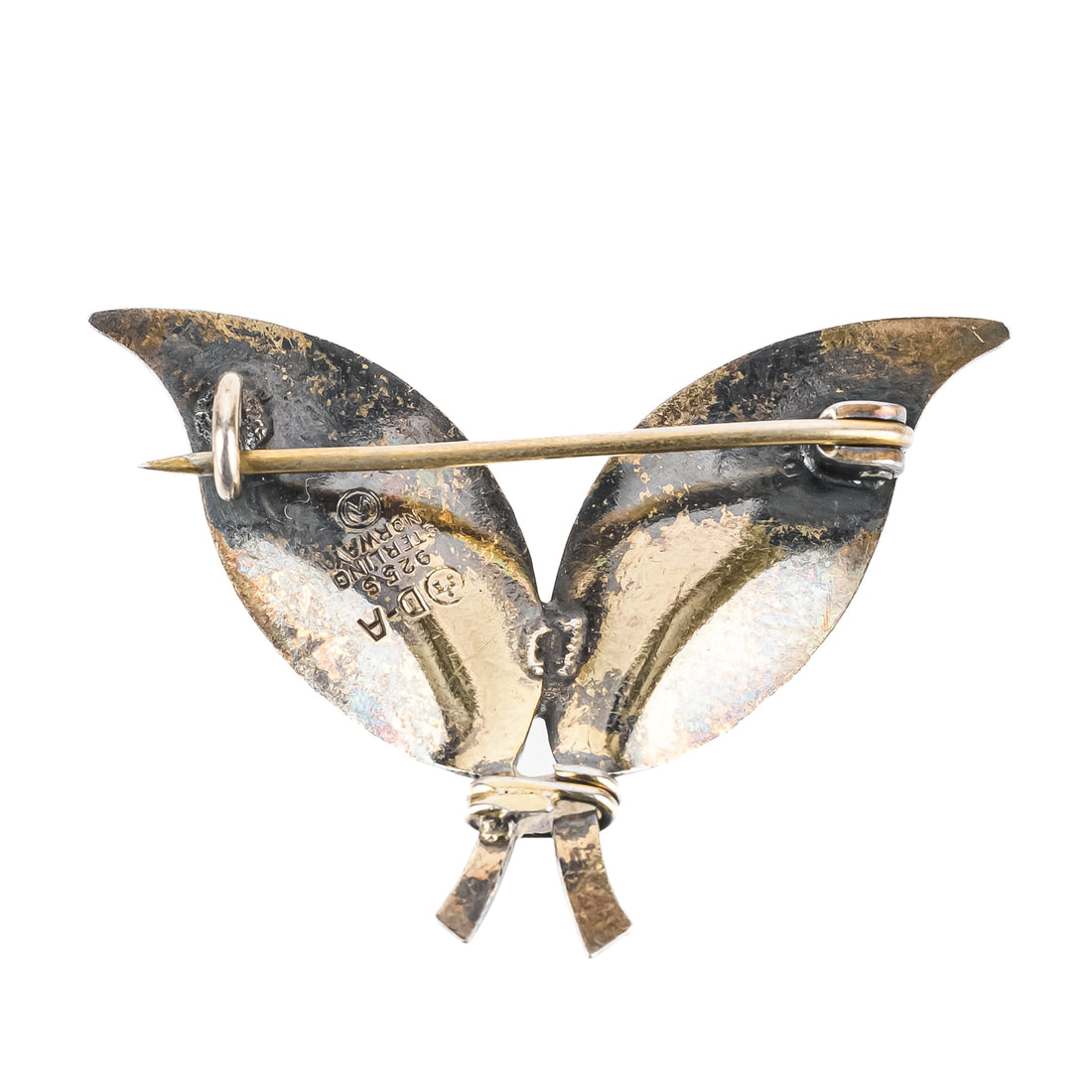 DAVID ANDERSEN Sterling Silver Guilloche Enamel Leaf Clips And Brooch