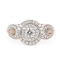 14K White Gold And Red Gold Diamond Ring