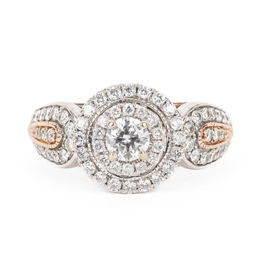 14K White Gold And Red Gold Diamond Ring