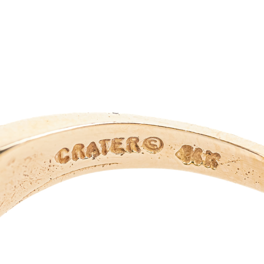 14K Yellow Gold Coral Cabochon Ring