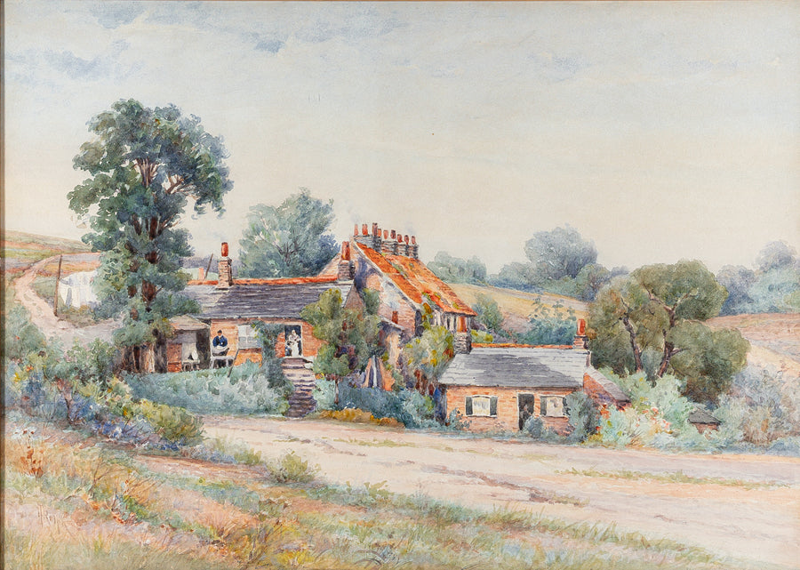 Joseph Thomas Rolph (Canadian 1831-1916) "Old Houses Shirley Heights, Surrey Eng"