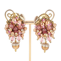 CHAMELEON Gold Tone Purple Beaded Cluster Clips