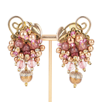 CHAMELEON Gold Tone Purple Beaded Cluster Clips