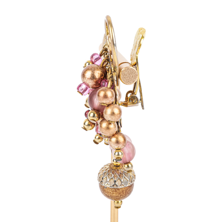 CHAMELEON Gold Tone Purple Beaded Cluster Clips