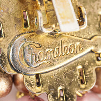 CHAMELEON Gold Tone Purple Beaded Cluster Clips