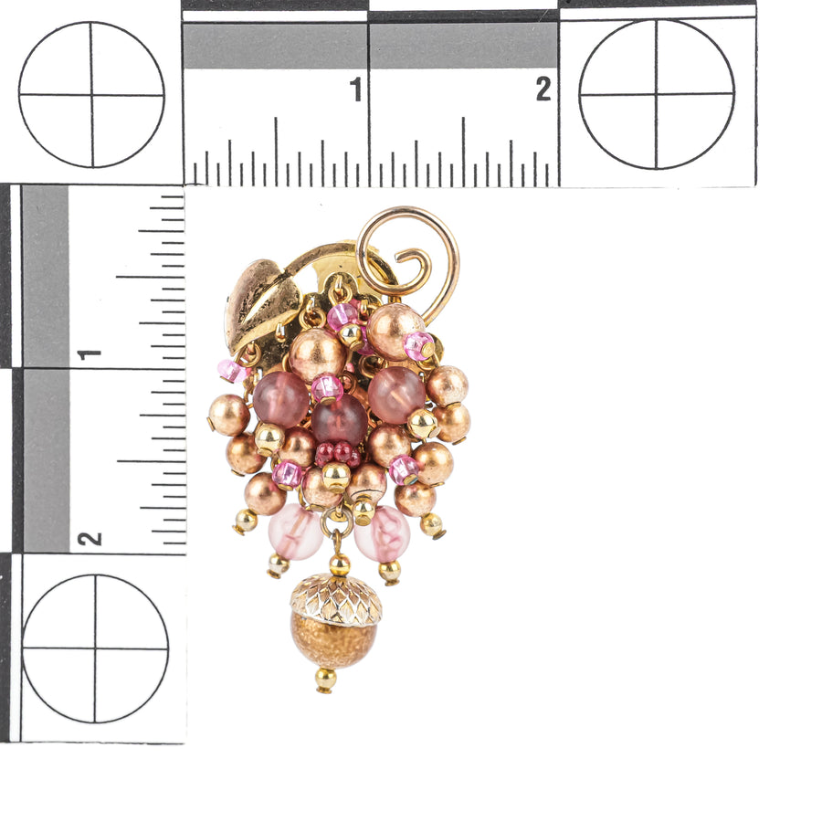 CHAMELEON Gold Tone Purple Beaded Cluster Clips