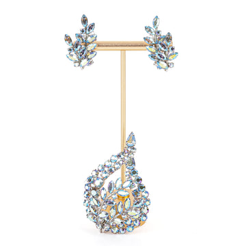 SHERMAN Brooch And Clips Set - Blue Branches