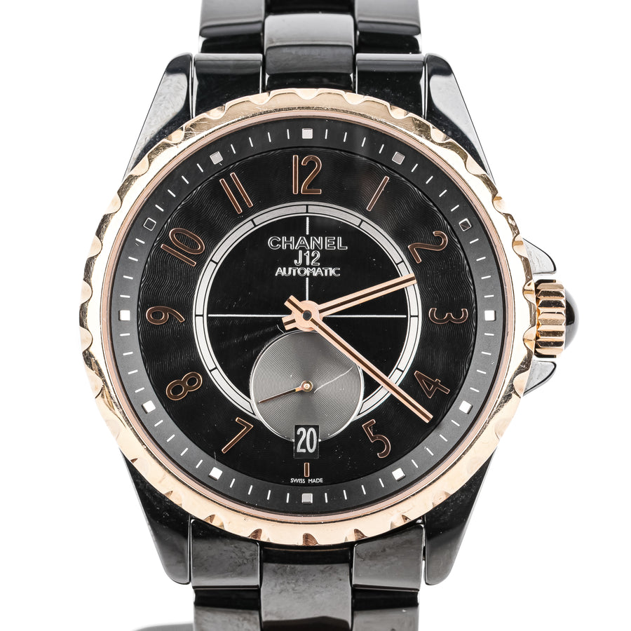 CHANEL J12 H3838 Gold Tone Black Ceramic Watch