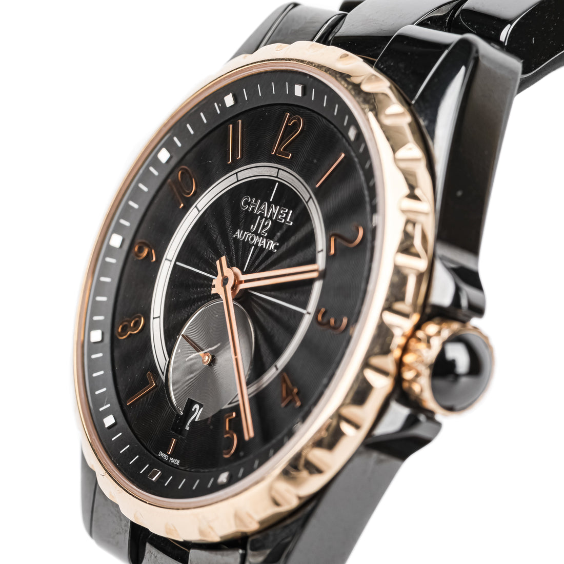 CHANEL J12 H3838 Gold Tone Black Ceramic Watch