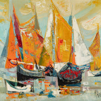 Rene Margotton (French 1915-2009) Sailboats Oil on Canvas