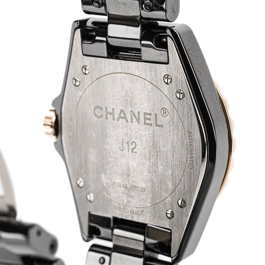CHANEL J12 H3838 Gold Tone Black Ceramic Watch