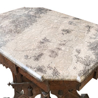 Vintage Eastlake Style Parlour Table With Grey Marble Top
