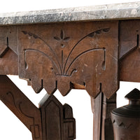 Vintage Eastlake Style Parlour Table With Grey Marble Top