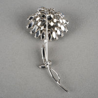 SHERMAN Silver-Tone Blue Rhinestone Flower Brooch