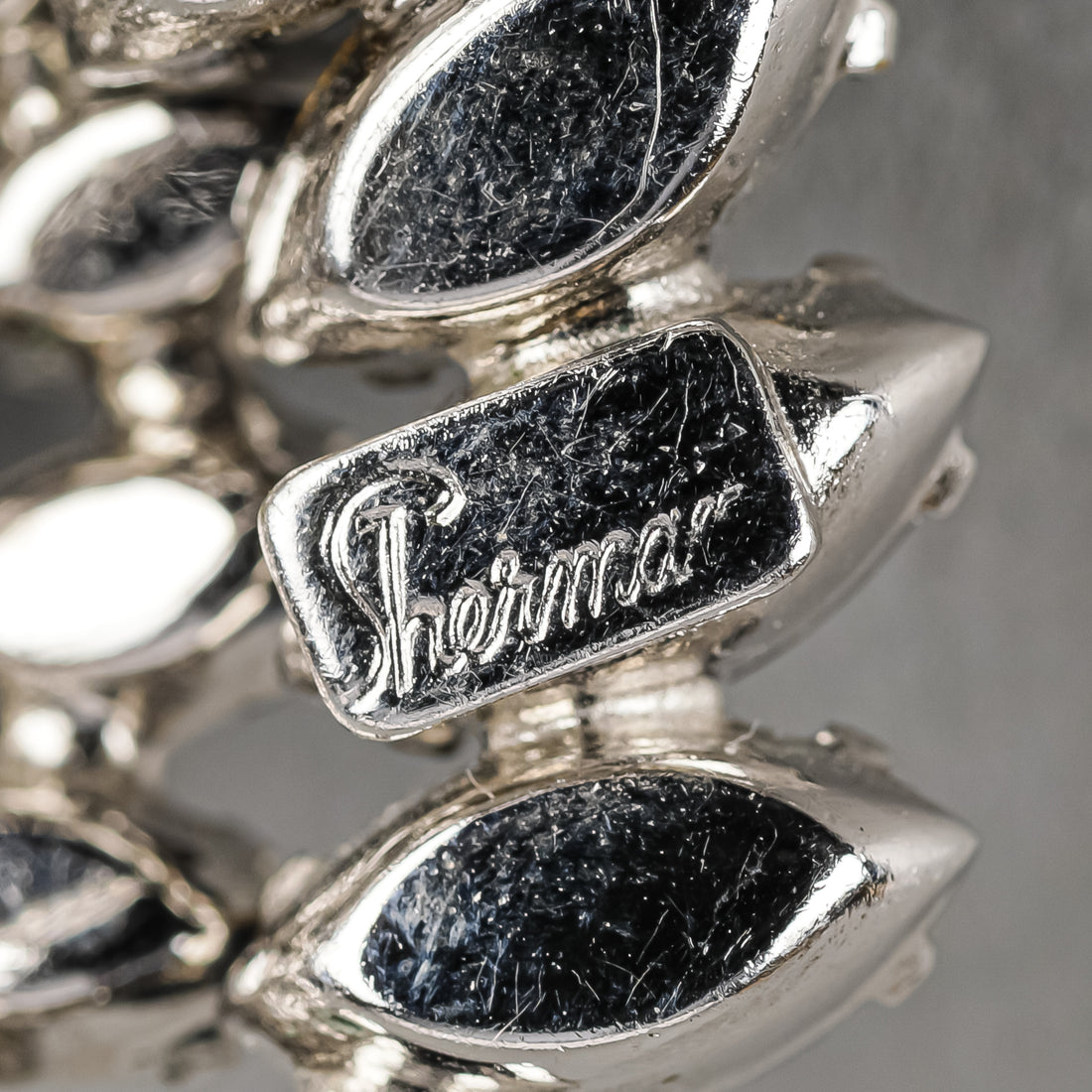 SHERMAN Silver-Tone Blue Rhinestone Flower Brooch