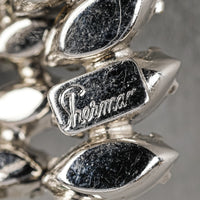 SHERMAN Silver-Tone Blue Rhinestone Flower Brooch