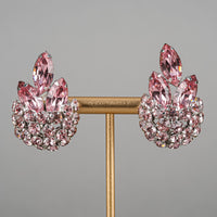 SHERMAN Silver-Tone Pink Rhinestones Earrings
