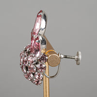 SHERMAN Silver-Tone Pink Rhinestones Earrings