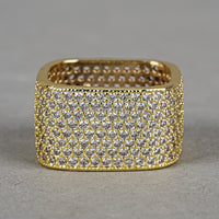 18K Gold Plated Sterling Silver Square Clear Cubic Zirconia Ring