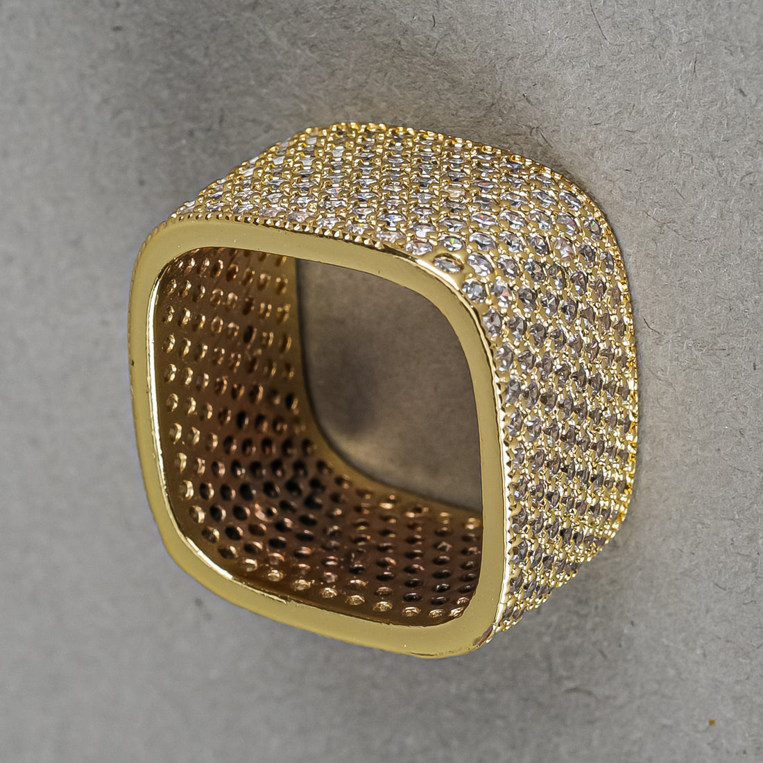 18K Gold Plated Sterling Silver Square Clear Cubic Zirconia Ring