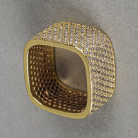 18K Gold Plated Sterling Silver Square Clear Cubic Zirconia Ring