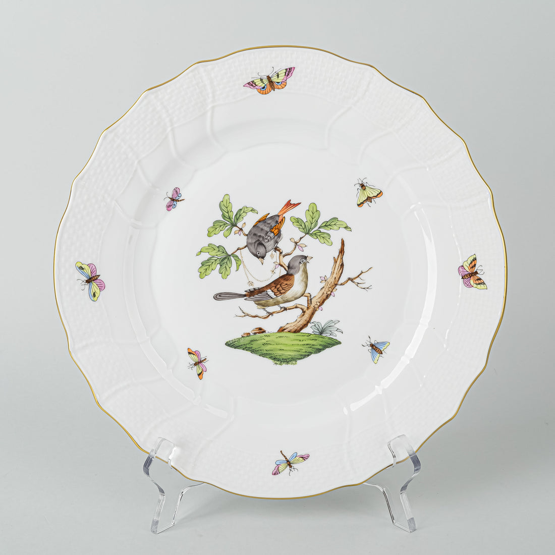 HEREND Rothchild Bird Dinner Plates 1524 Set Of 6