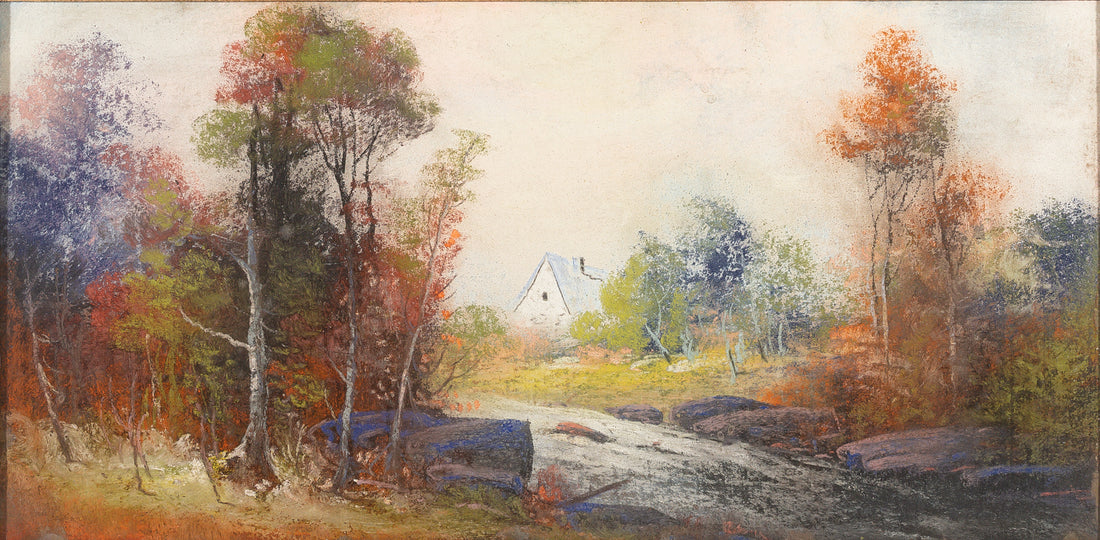 Unknown Artist - Landscape With House - Pastels On Paper