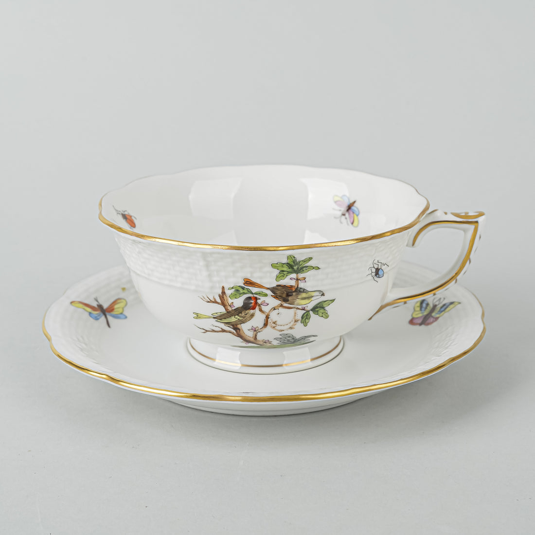 HEREND Rothchild Bird Cup & Saucer 734
