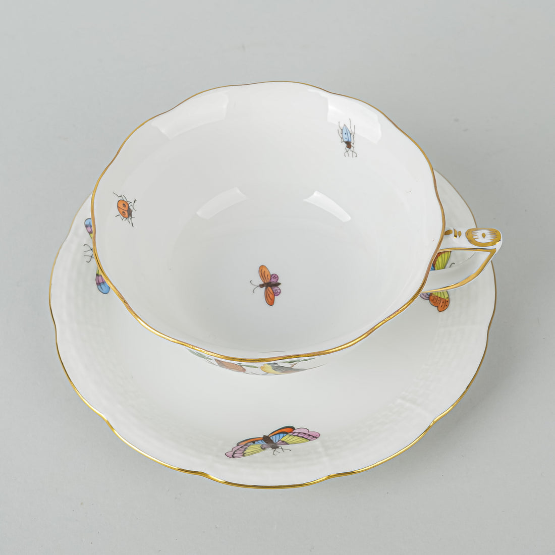 HEREND Rothchild Bird Cup & Saucer 734