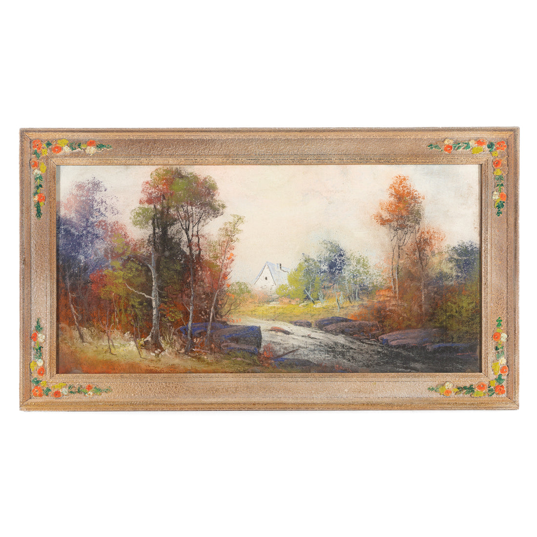 Unknown Artist - Landscape With House - Pastels On Paper