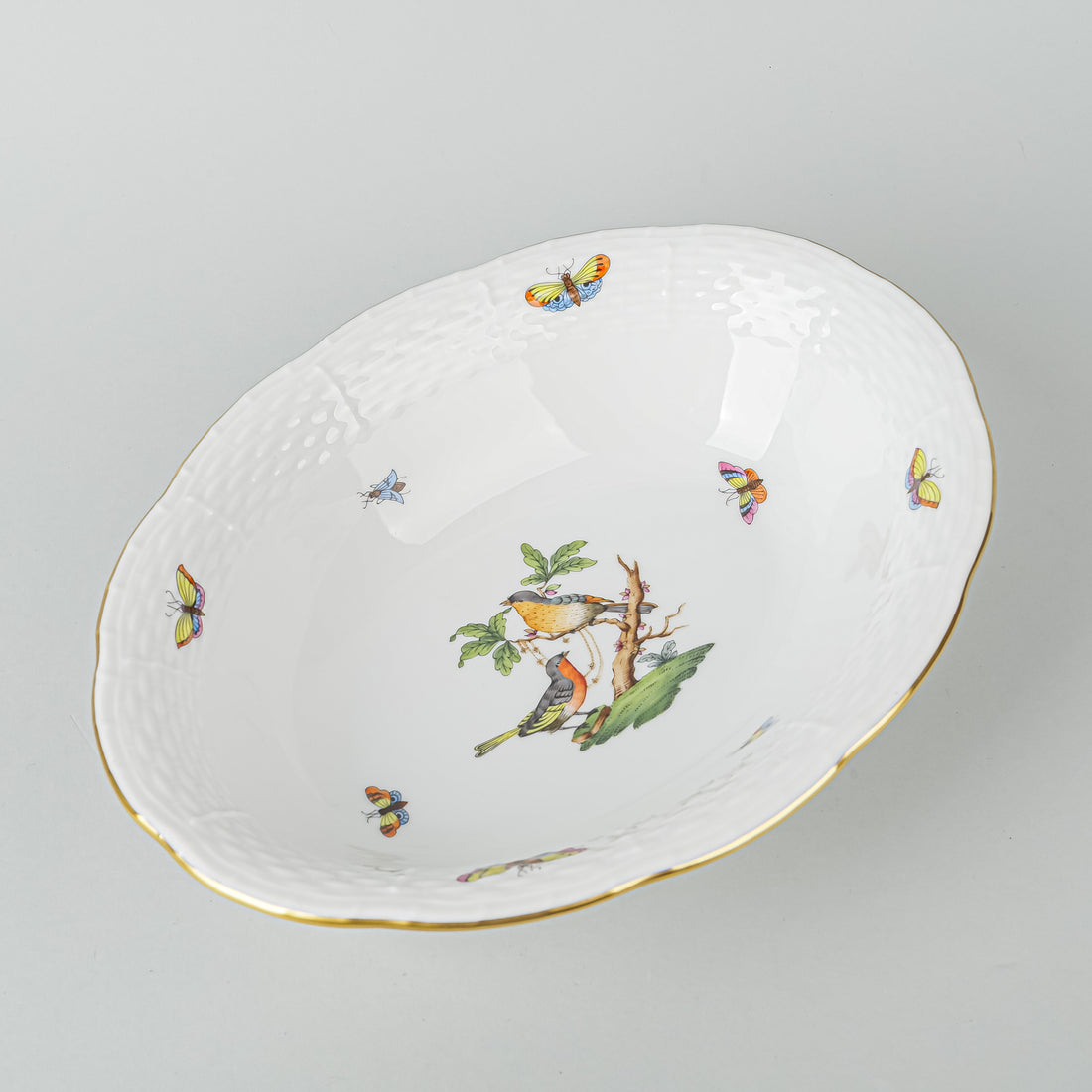 HEREND Rothchild Bird Oval Serving Bowl 381