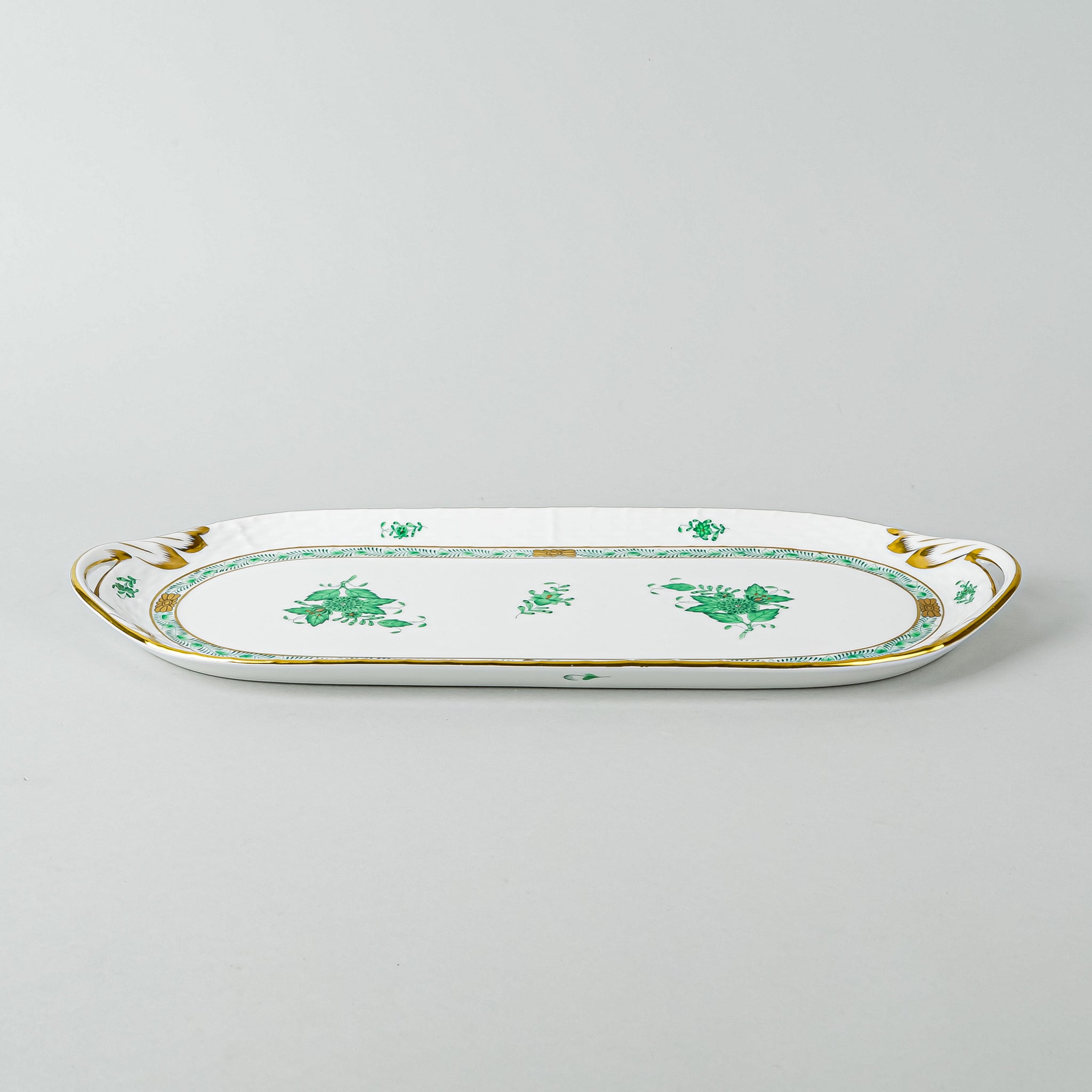 HEREND Chinese Bouquet Green Sandwich Tray 436 - Around The Block