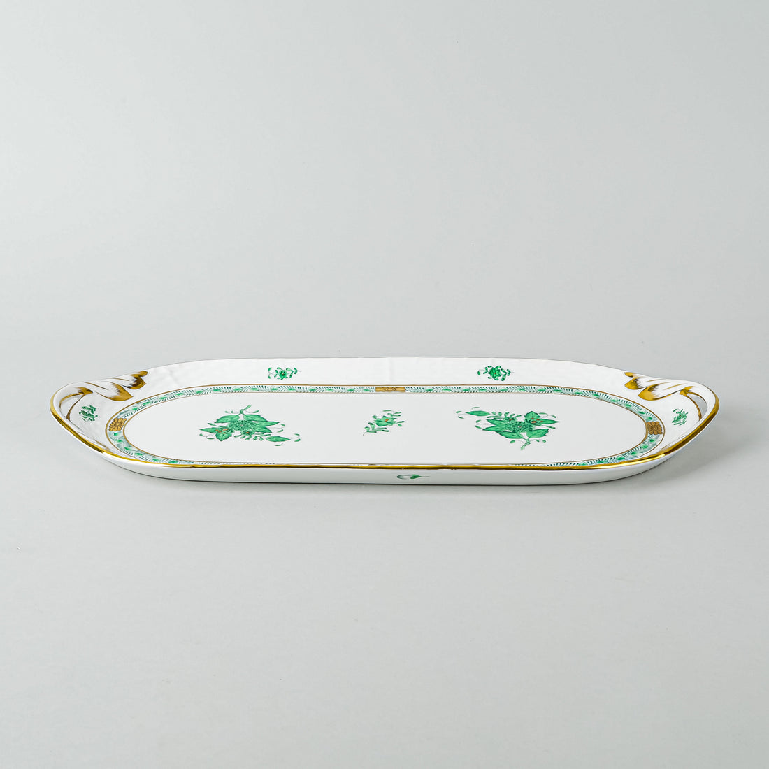 HEREND Chinese Bouquet Green Sandwich Tray 436