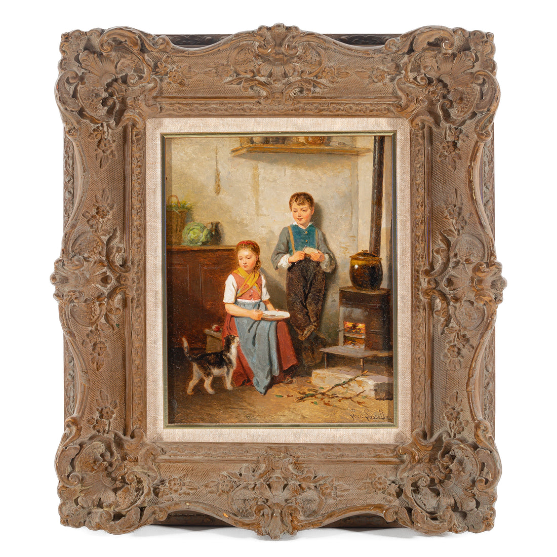 Louis Lassalle (French 1808-1885) Children With Cat