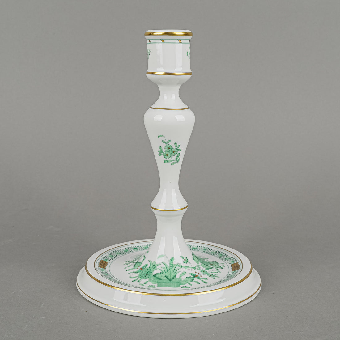 HEREND Indian Basket Green Candlestick 7916