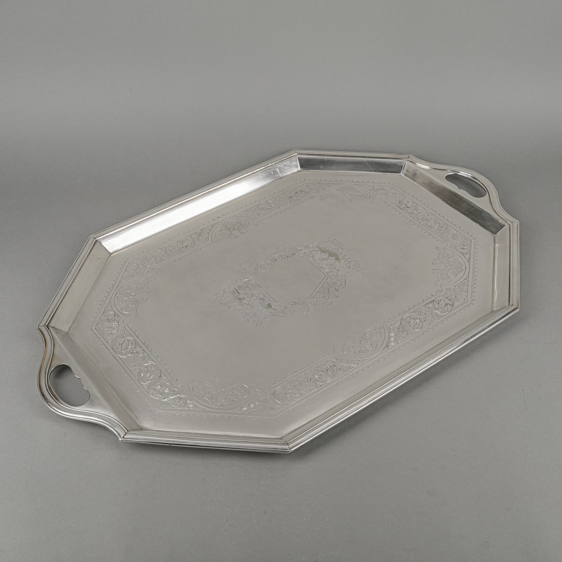 ELLIS-BARKER Silver Plate Engraved Tray