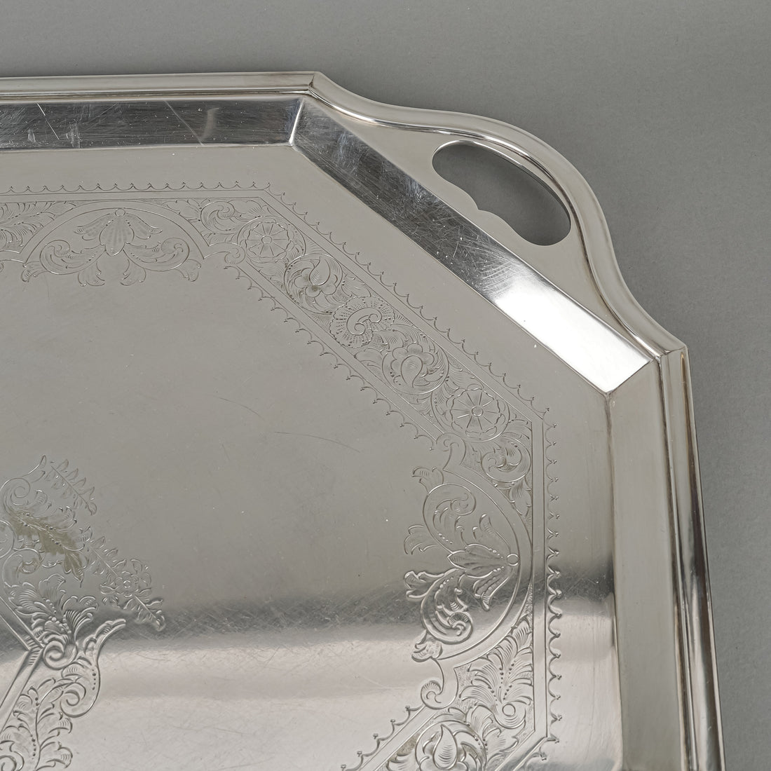 ELLIS-BARKER Silver Plate Engraved Tray