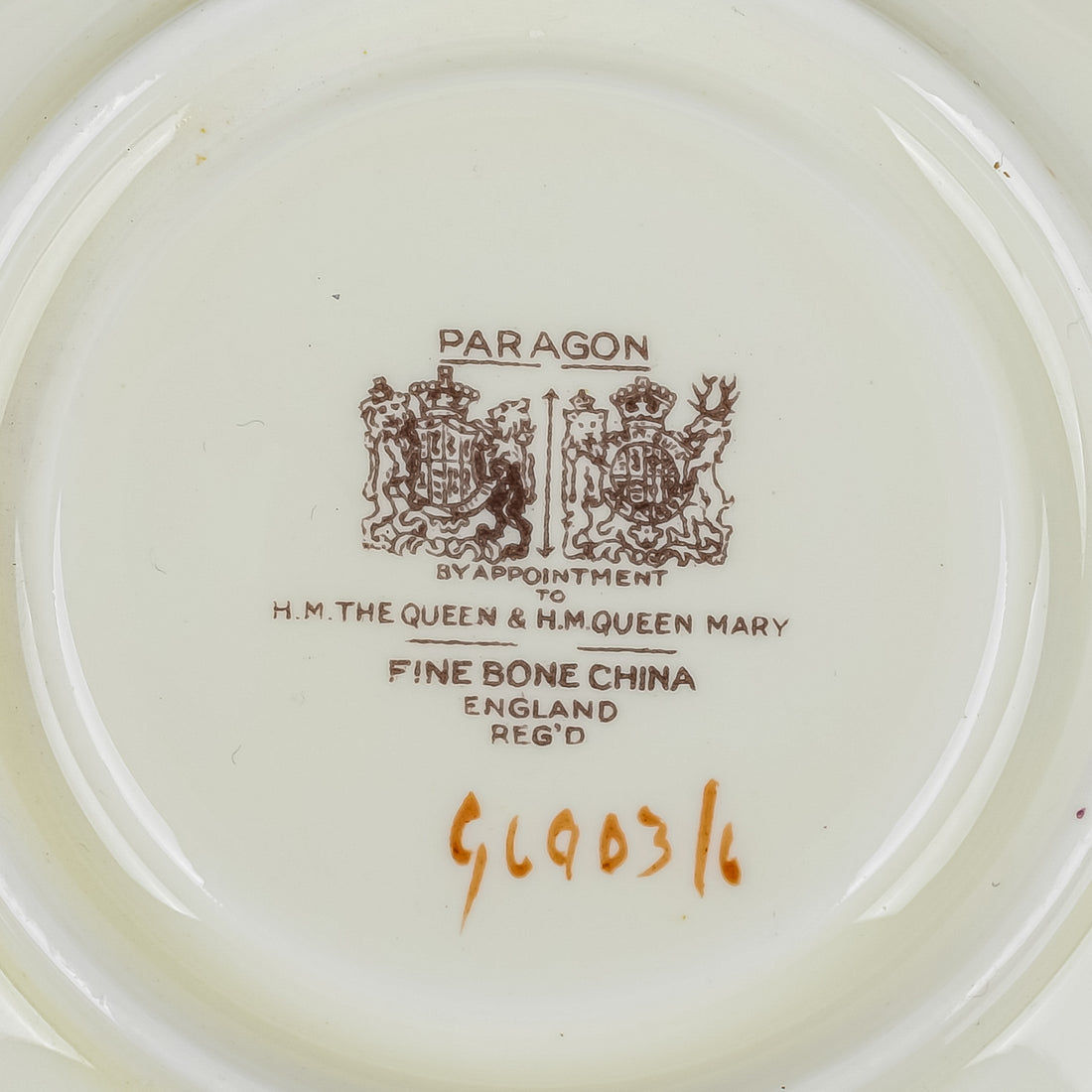 PARAGON Cup & Saucer G6903/6 Hand Painted Cabbage Rose, Maroon Band