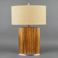 Vintage Zebrawood Lamp on Aluminum Base With Shade