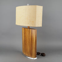 Vintage Zebrawood Lamp on Aluminum Base With Shade