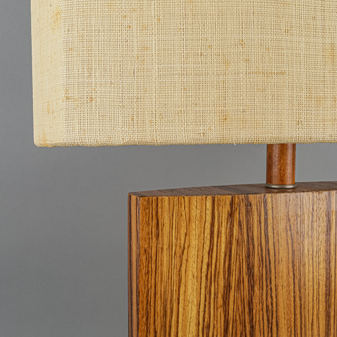 Vintage Zebrawood Lamp on Aluminum Base With Shade