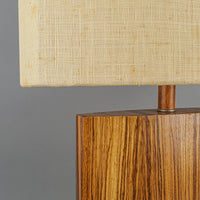 Vintage Zebrawood Lamp on Aluminum Base With Shade