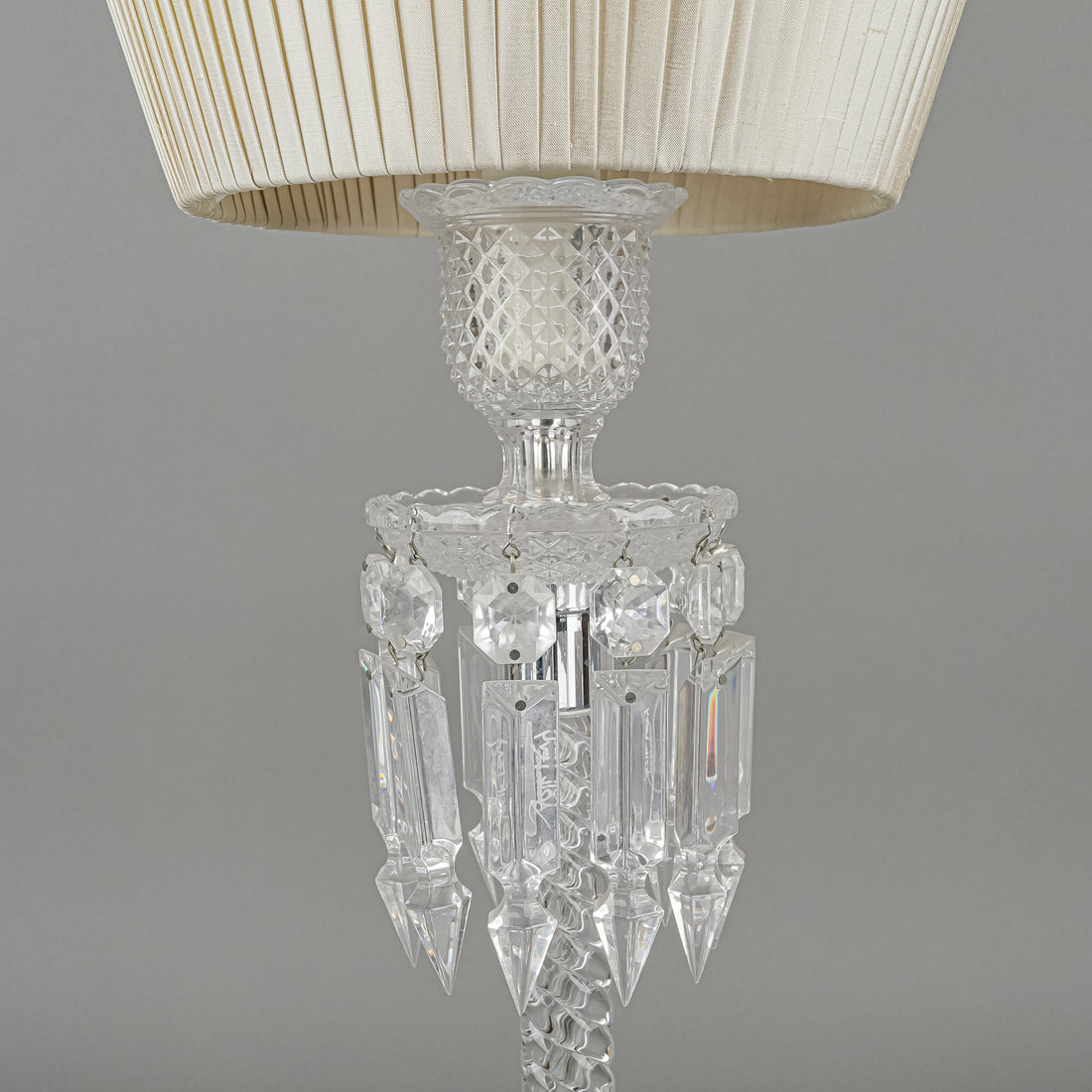 BACCARAT Torch Crystal And Chrome Lamp With Shades - Set Of 2