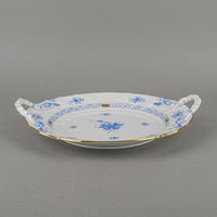 HEREND Chinese Bouquet Blue Round Cake Plate 1172