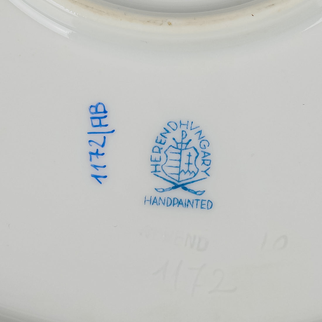 HEREND Chinese Bouquet Blue Round Cake Plate 1172