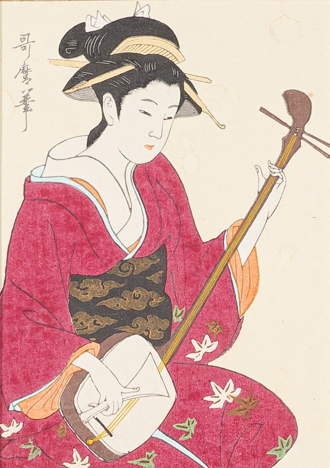 After Kitagawa Utamaro (Japanese) Geisha Playing Shamisen