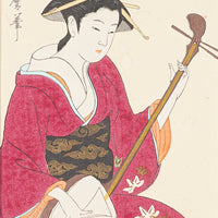 After Kitagawa Utamaro (Japanese) Geisha Playing Shamisen
