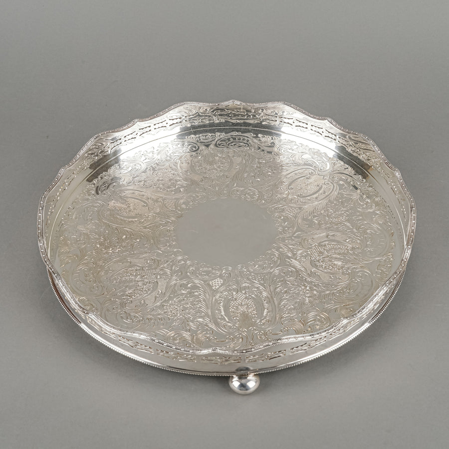 BARKER-ELLIS Silverplate Footed Gallery Tray - Around The Block